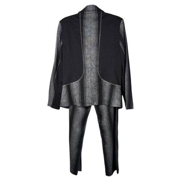 TUZZI Linen Blend 2 Pc Pantsuit Shoulder Pads Stretch Inserts Sz 12-14 - Picture 4 of 16